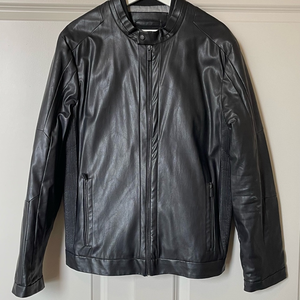 Black Calvin Klein Faux Leather Jacket